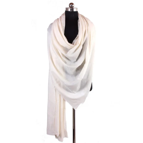 White Solid Cashmere Pashmina Shawl