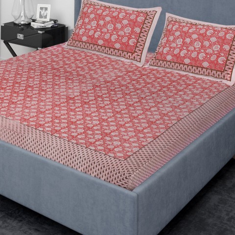 Mehn Red Bedsheet with 2 Pillow Covers - King Size