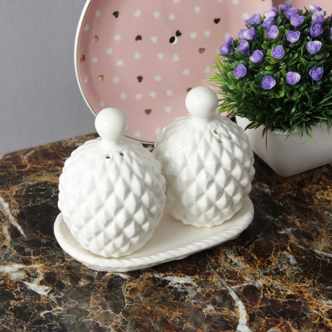 Large Pineapple Salt & Pepper Shaker with Stand