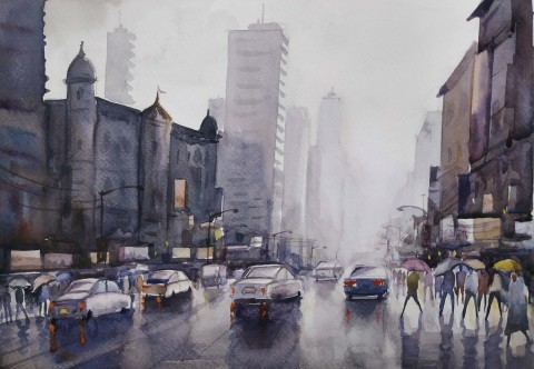 Rainy City Street