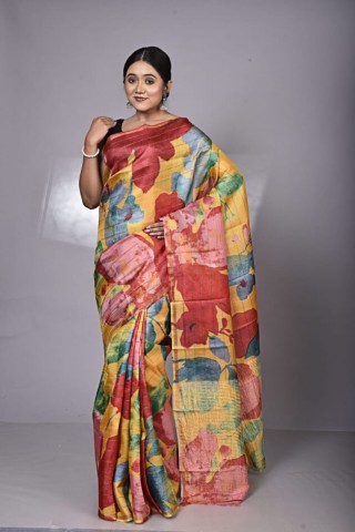 Tropical Dawn Zari Saree